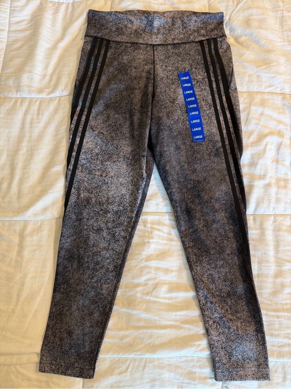 Adidas Women 3 Stripe Tight Aeroready Leggings Fitness FL9269 Grey Black L